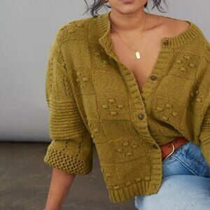 ISO Pilcro Textured Puff Sleeve Diana Cardigan